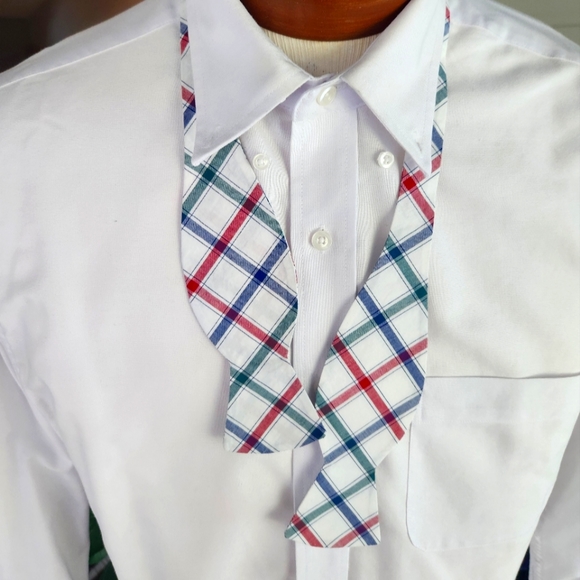 Checked White Red and Green Cotton Bowtie - Picture 1 of 2